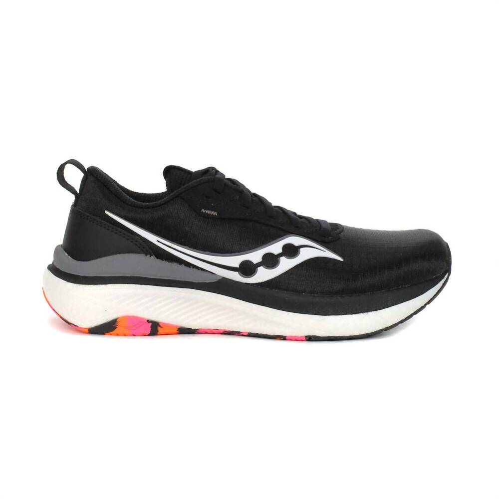 NEW SAUCONY women's freedom crossport sneakers in black/vizi noir